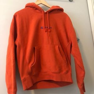 Orange reverse weave champion hoodie